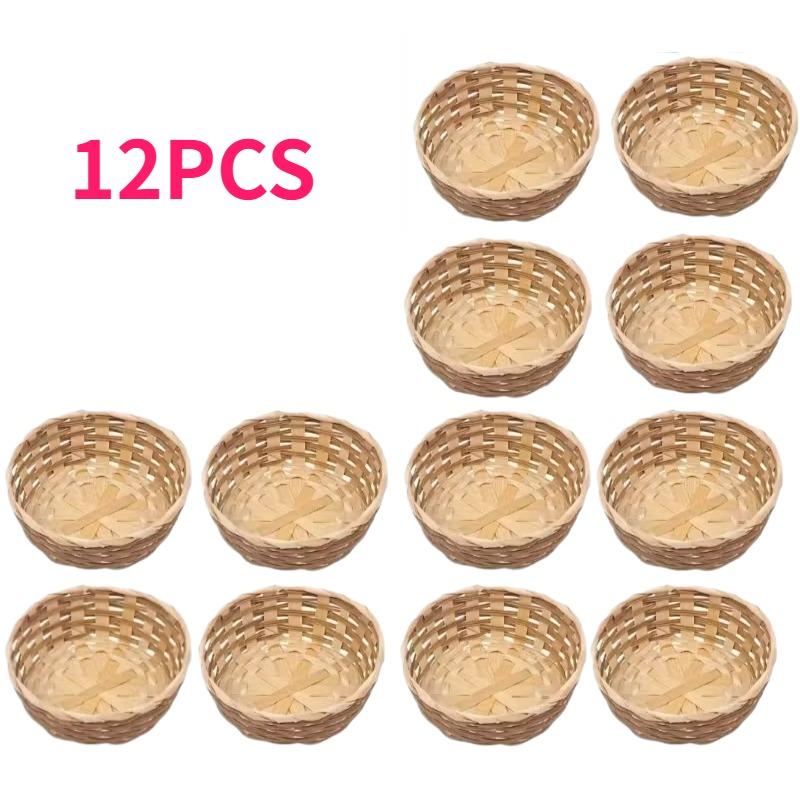 12pcs Natural Bamboo Woven Circular Storage Baskets Handmade Home Organizer Baskets Decorative Kitchen/Dining Table Shelf Decor
12pcs Natural Bamboo Woven Circular Storage Baskets Handmade Home Organizer Baskets Decorative Kitchen/Dining Table Shelf Decor