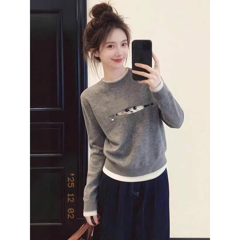 Women s Round Neck Patchwork Long Sleeve Faux Two-Piece T-shirt - Autumn/Winter Style Casual Loose Fit L
Women s Round Neck Patchwork Long Sleeve Faux Two-Piece T-shirt - Autumn/Winter Style Casual Loose Fit L