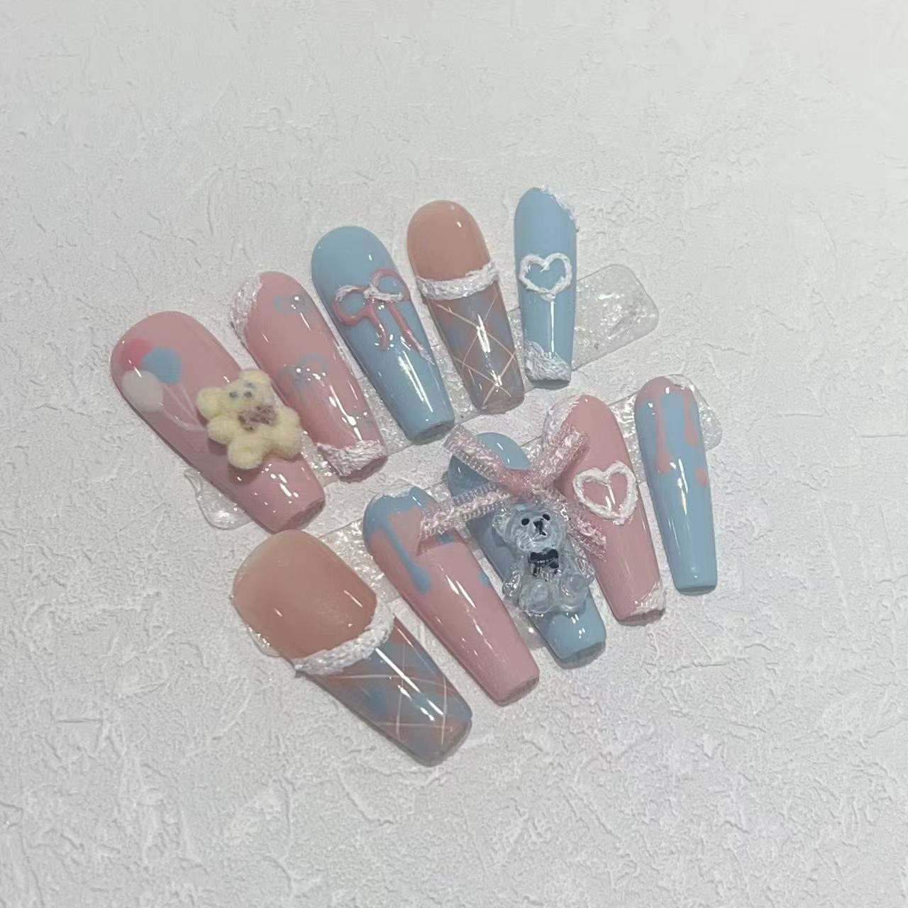 Pure Hand-wearing, Summer Fresh Candy, Three-dimensional Bear Cute Wearable Manicure, Removable Nail Patch Extra small XS
Pure Hand-wearing, Summer Fresh Candy, Three-dimensional Bear Cute Wearable Manicure, Removable Nail Patch Extra small XS