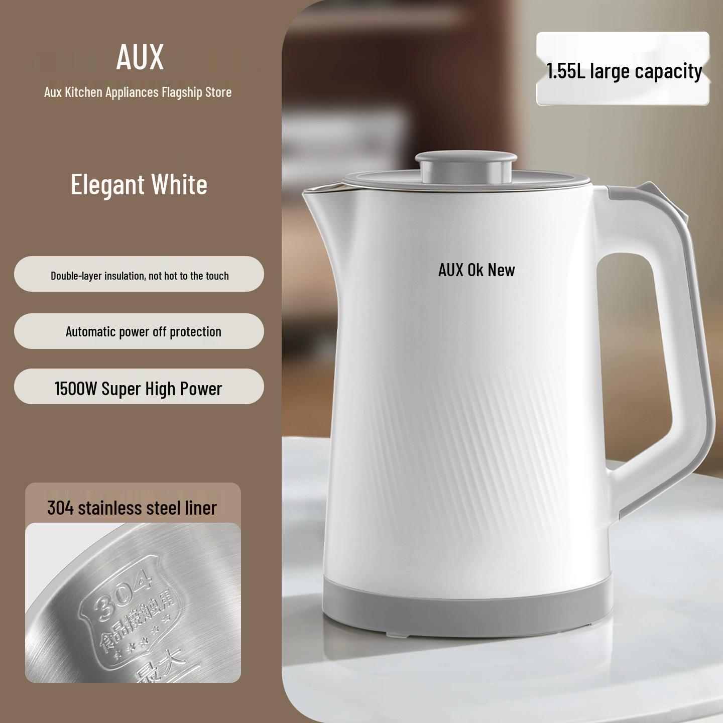 Aux 2025 Stainless Steel Electric Kettle - Durable Boiling for Home & Dorms 1.85L
Aux 2025 Stainless Steel Electric Kettle - Durable Boiling for Home & Dorms 1.85L