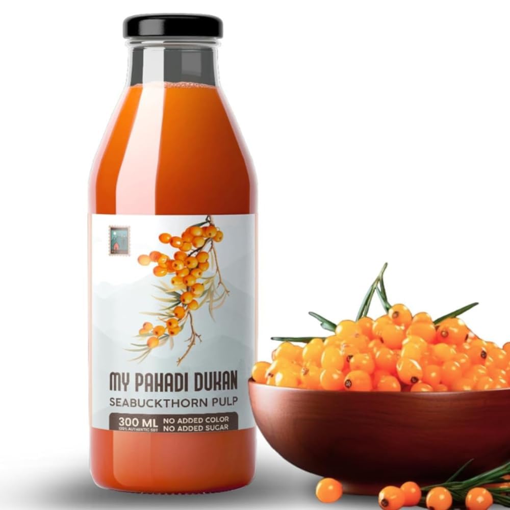 My Pahadi Dukan 100ml Himalayan Sea Buckthorn Berry Pulp, Natural Source of Vitamin C, Omega 3 6 7 9, Antioxidants For Immunity, Skin Glow & Gut
My Pahadi Dukan 100ml Himalayan Sea Buckthorn Berry Pulp, Natural Source of Vitamin C, Omega 3 6 7 9, Antioxidants For Immunity, Skin Glow & Gut