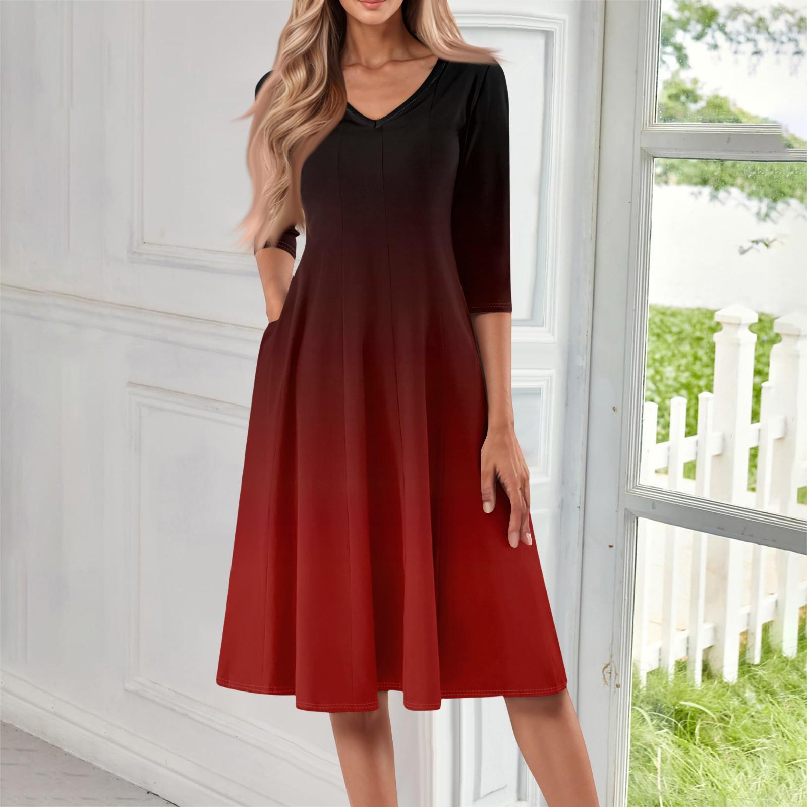 Женское повседневное модное платье миди с V-образным вырезом и рукавом три четверти XL винный
Женское повседневное модное платье миди с V-образным вырезом и рукавом три четверти XL винный