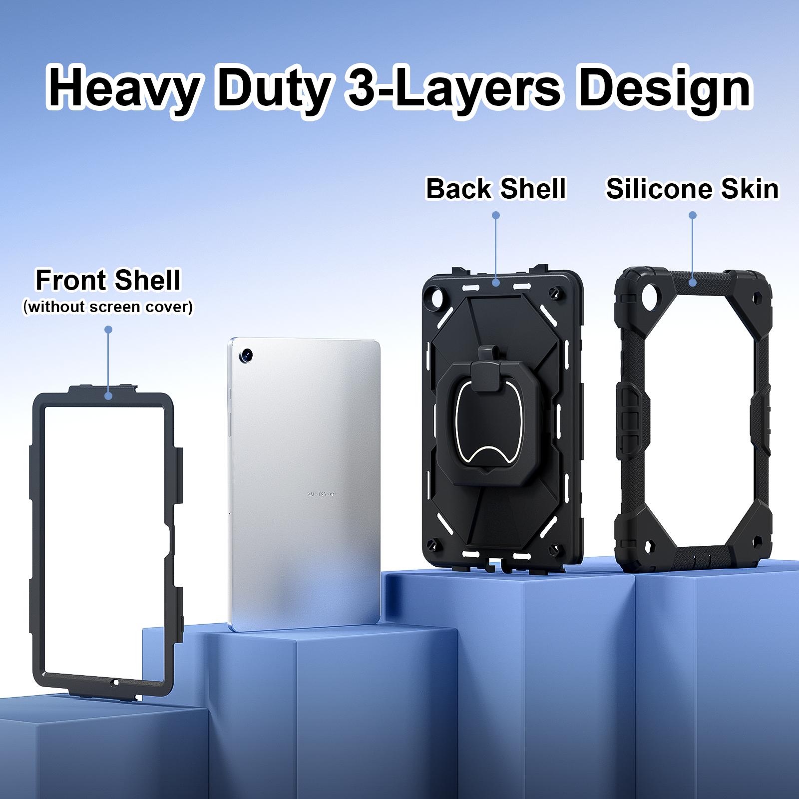 For Samsung Galaxy Tab A9+ Rugged Case Handle Kickstand Tablet Cover with Shoulder Strap Black+Black
For Samsung Galaxy Tab A9+ Rugged Case Handle Kickstand Tablet Cover with Shoulder Strap Black+Black