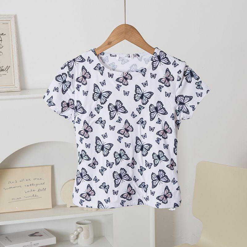 Export USA Niche Butterfly Print Cotton round Neck Short sleeve T-shirt Women Summer New Casual All-matching Top Foreign Trade White/Butterfly-Microblemish L
Export USA Niche Butterfly Print Cotton round Neck Short sleeve T-shirt Women Summer New Casual All-matching Top Foreign Trade White/Butterfly-Microblemish L