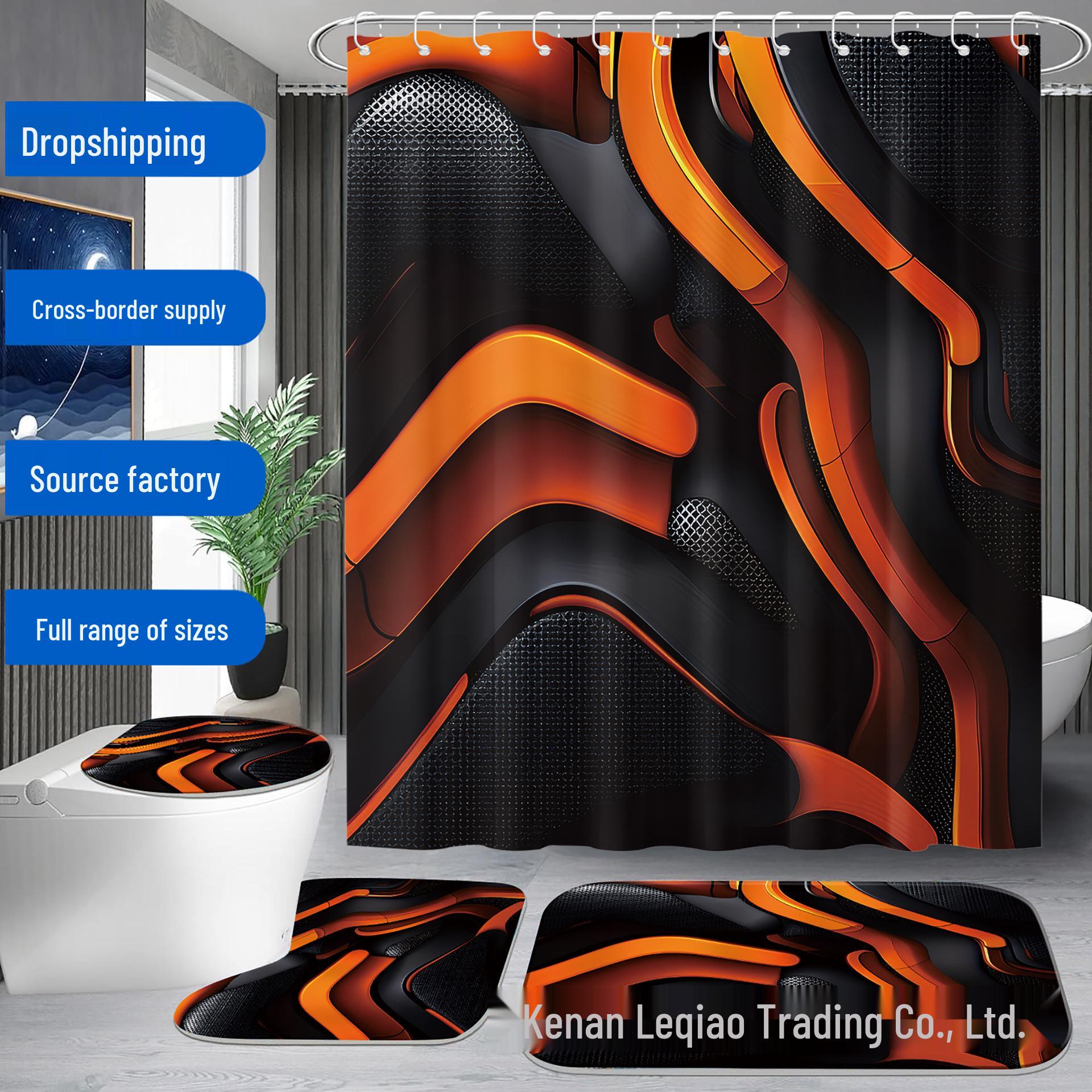 Modern Orange & Black Abstract Shower Curtain Set - Machine Washable & Seasonally Versatile for Bathroom Decor 12 Hooks Included
Modern Orange & Black Abstract Shower Curtain Set - Machine Washable & Seasonally Versatile for Bathroom Decor 12 Hooks Included