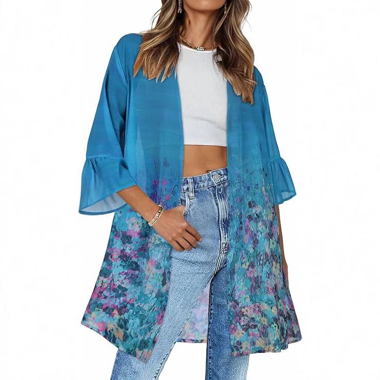 2025 Floral Chiffon Kimono Cardigan - European & American Style, Open Front, Casual Fit XXXL
2025 Floral Chiffon Kimono Cardigan - European & American Style, Open Front, Casual Fit XXXL