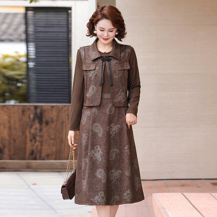Elegant Long-Sleeved Vest Dress Set for Middle-Aged Women - Slimming Spring/Autumn Attire 4XL
Elegant Long-Sleeved Vest Dress Set for Middle-Aged Women - Slimming Spring/Autumn Attire 4XL