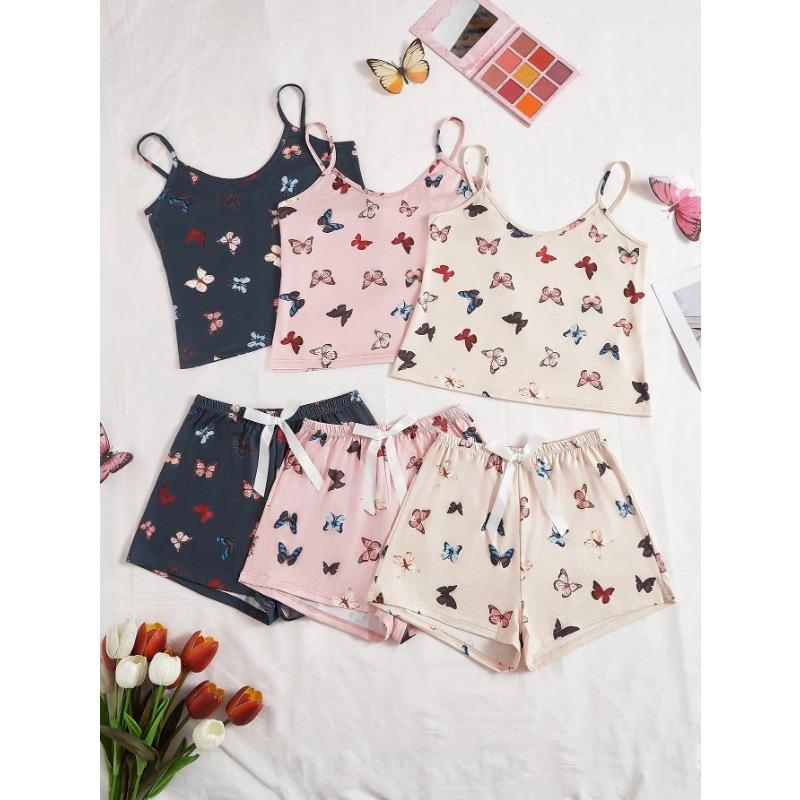 3 Sets Women s Pajama Set Butterfly Pattern Halter Top Shorts Six-piece Casual Home Wear L
3 Sets Women s Pajama Set Butterfly Pattern Halter Top Shorts Six-piece Casual Home Wear L