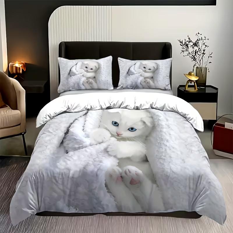 Cute White Cat Bedding Set Pet Animal Down Duvet Cover Queen King Double Duvet Cover Pillowcase 2/3pc Gift Soft Bedroom Decoration Baby 100x135cm
Cute White Cat Bedding Set Pet Animal Down Duvet Cover Queen King Double Duvet Cover Pillowcase 2/3pc Gift Soft Bedroom Decoration Baby 100x135cm
