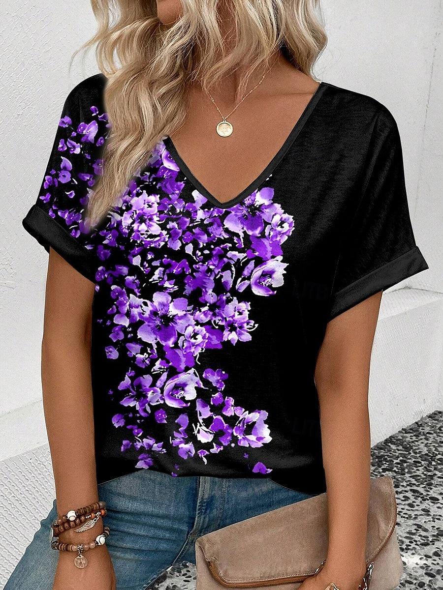 Women s T Shirt Print Floral Graphic Vintage Stylish Classic Short Sleeve V Neck Regular Tops S
Women s T Shirt Print Floral Graphic Vintage Stylish Classic Short Sleeve V Neck Regular Tops S