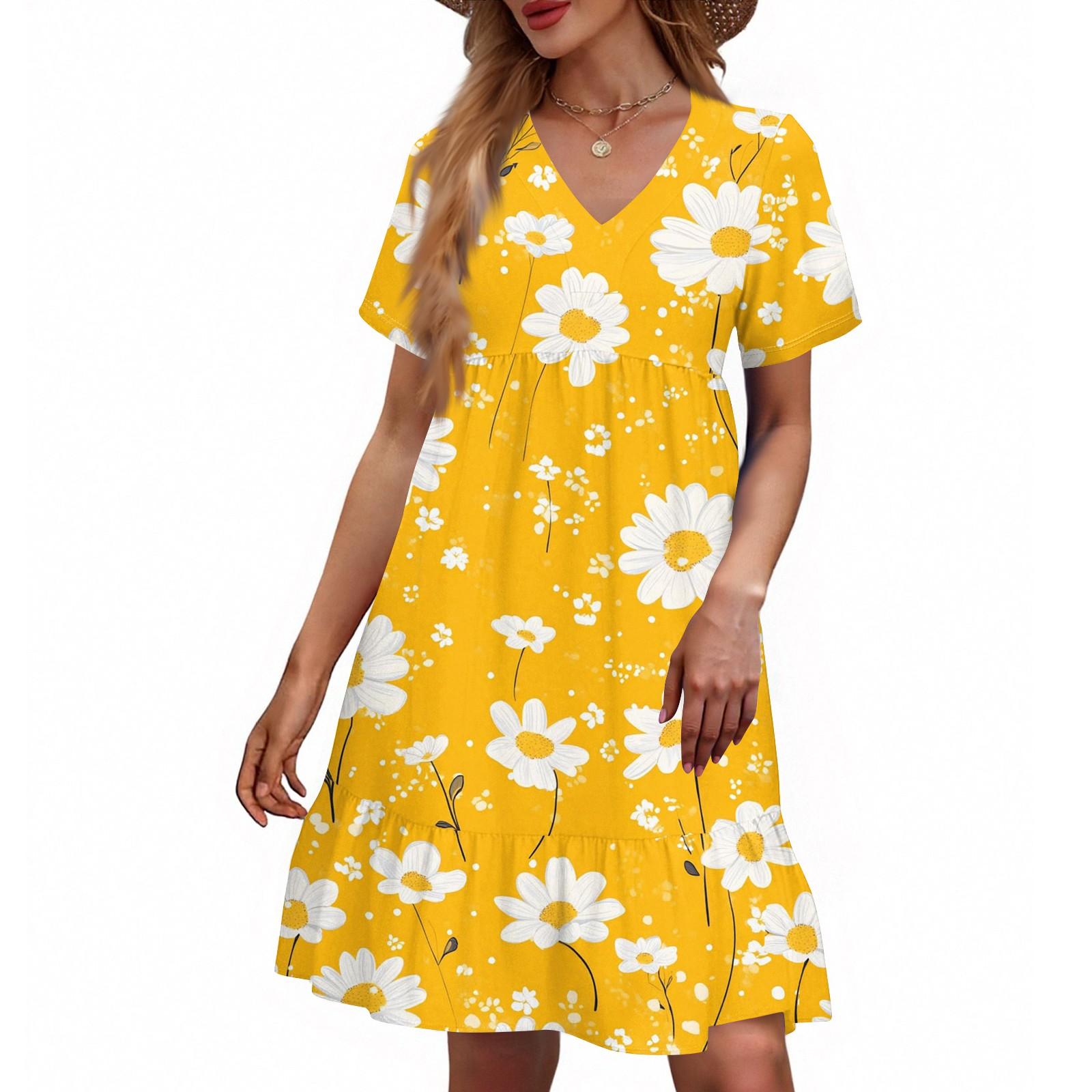 Women s Casual Fashion V-Neck Short Sleeve Floral Print Dress XL жовтий
Women s Casual Fashion V-Neck Short Sleeve Floral Print Dress XL жовтий