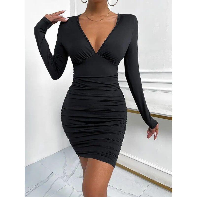 2025 European and American Cross-Border Foreign Trade Women s Long-Sleeved Dress with Deep V-Neck, Waist-Cinching, Ruched, Sexy Bodycon Dress Black XS
2025 European and American Cross-Border Foreign Trade Women s Long-Sleeved Dress with Deep V-Neck, Waist-Cinching, Ruched, Sexy Bodycon Dress Black XS