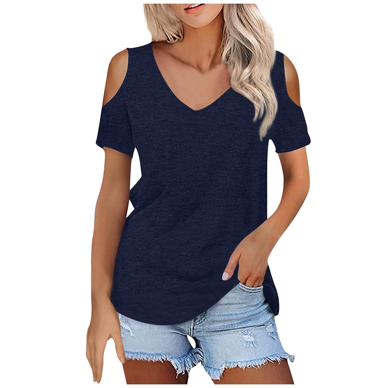 Женская летняя модная повседневная однотонная футболка без бретелек с v-образным вырезом и коротким рукавом, топ S тёмно-синий
Женская летняя модная повседневная однотонная футболка без бретелек с v-образным вырезом и коротким рукавом, топ S тёмно-синий