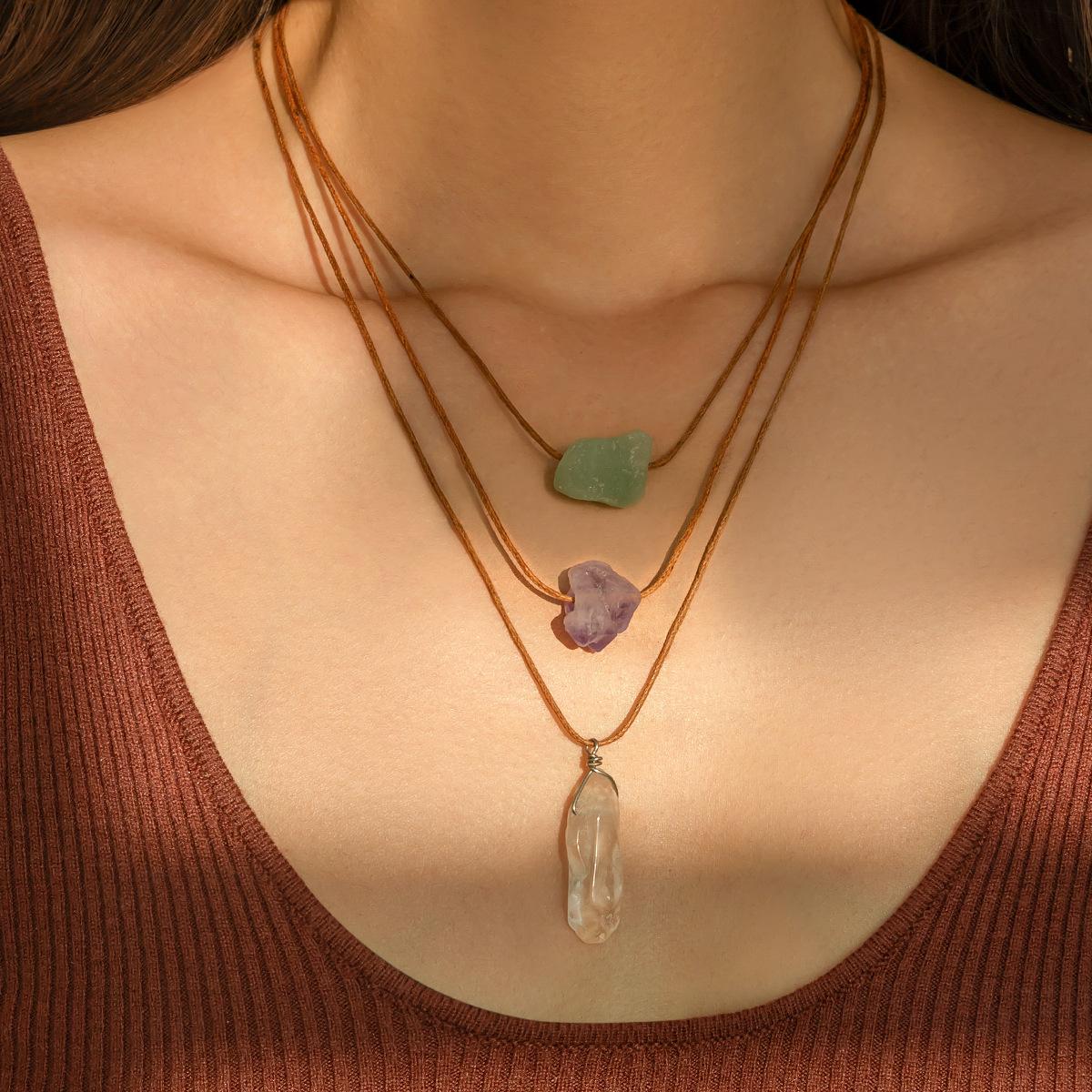 Holiday irregular gravel fringed pendant necklace, adjustable pastoral multi-layer stacking long necklace
Holiday irregular gravel fringed pendant necklace, adjustable pastoral multi-layer stacking long necklace