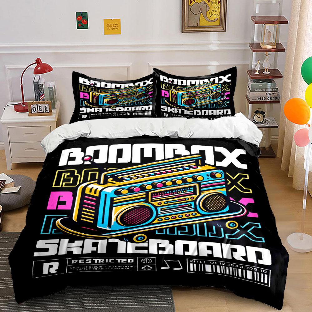Boombox and skateboard text. Bedding sets Duvet cover sets Duvet covers Pillowcases(1 * Duvet Cover 2 * Pillowcases, without duvet insert) 135x200cm
Boombox and skateboard text. Bedding sets Duvet cover sets Duvet covers Pillowcases(1 * Duvet Cover 2 * Pillowcases, without duvet insert) 135x200cm