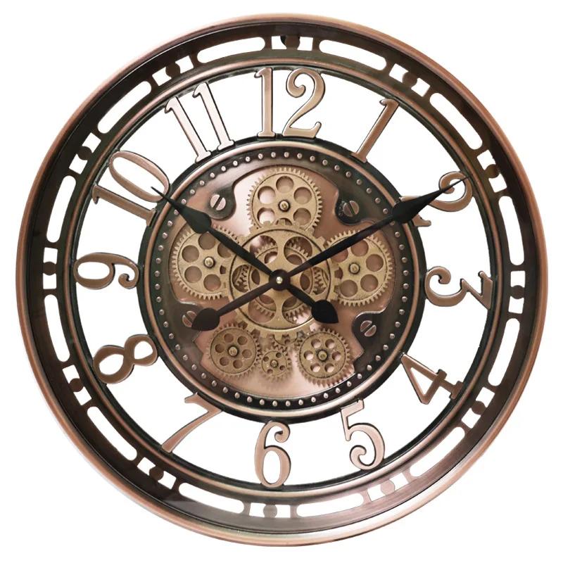 European metal gear wall clock American retro art clock living room, creative hands quartz clock
European metal gear wall clock American retro art clock living room, creative hands quartz clock