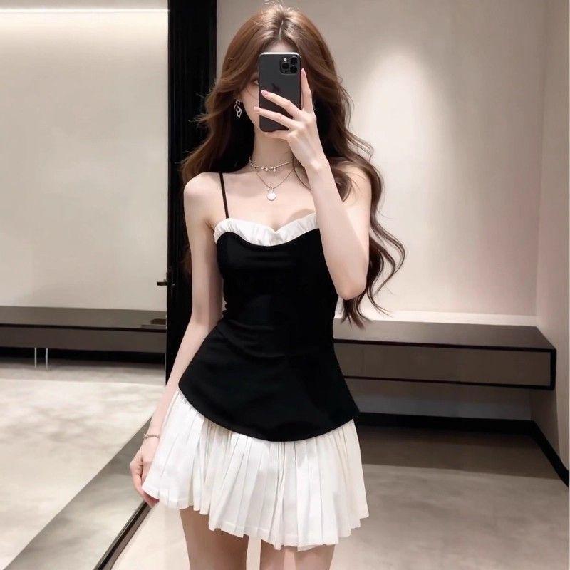Elegant French Contrast Sweetheart Neckline Camisole Dress for Women - Autumn/Winter, Cinched Waist, Slim-Fit, Pleated Short Skirt. S (suggested weight 80-95 kg) чорний
Elegant French Contrast Sweetheart Neckline Camisole Dress for Women - Autumn/Winter, Cinched Waist, Slim-Fit, Pleated Short Skirt. S (suggested weight 80-95 kg) чорний