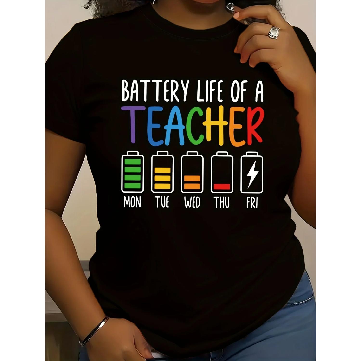 Battery Life of A Teacher Graphic T-Shirt for Women - Regular Length Polyester Material Knit Fabric Casual Style All Seasons S чёрный
Battery Life of A Teacher Graphic T-Shirt for Women - Regular Length Polyester Material Knit Fabric Casual Style All Seasons S чёрный