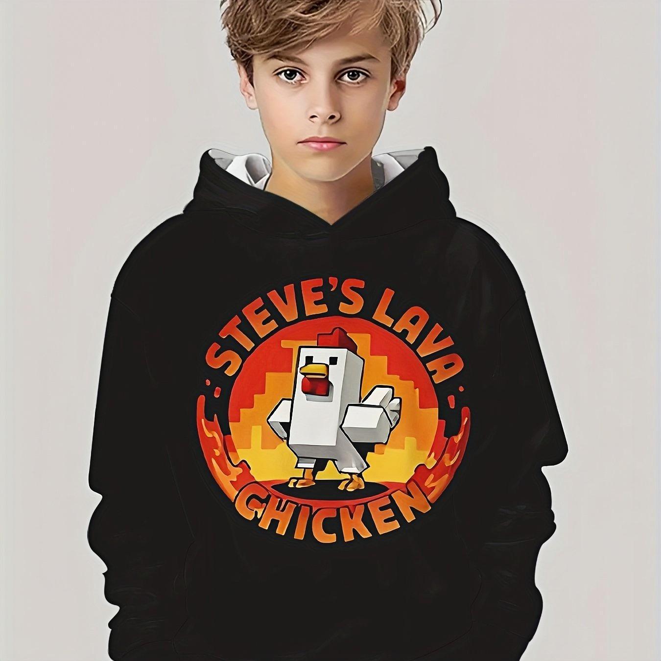 Boys casual hooded sweatshirt - Steve s Lava Chicken 3D digital printed black long sleeved pullover 13-14Y
Boys casual hooded sweatshirt - Steve s Lava Chicken 3D digital printed black long sleeved pullover 13-14Y