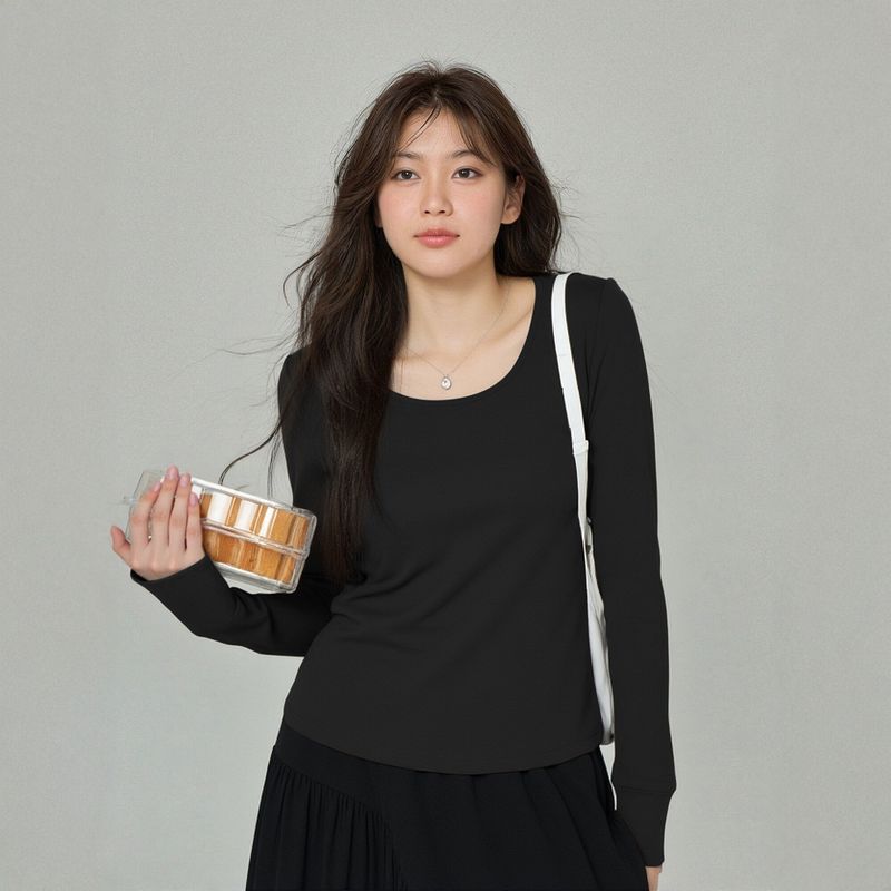 Plus-Size Girl s Large Neckline T-Shirt Top 100kg Women s Spring and Autumn Regular Shoulder Slimming Melard Color Knitted Base Shirt Black 2XL
Plus-Size Girl s Large Neckline T-Shirt Top 100kg Women s Spring and Autumn Regular Shoulder Slimming Melard Color Knitted Base Shirt Black 2XL