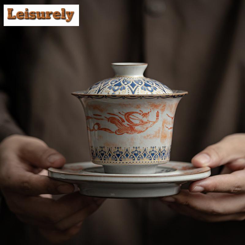 170 мл имитация Song Ru Kiln Gaiwan традиционная Дуньхуанская подкова Apsaras чайная супница крышка для приготовления чая чаша чайная утварь ремесленные подарки
170 мл имитация Song Ru Kiln Gaiwan традиционная Дуньхуанская подкова Apsaras чайная супница крышка для приготовления чая чаша чайная утварь ремесленные подарки