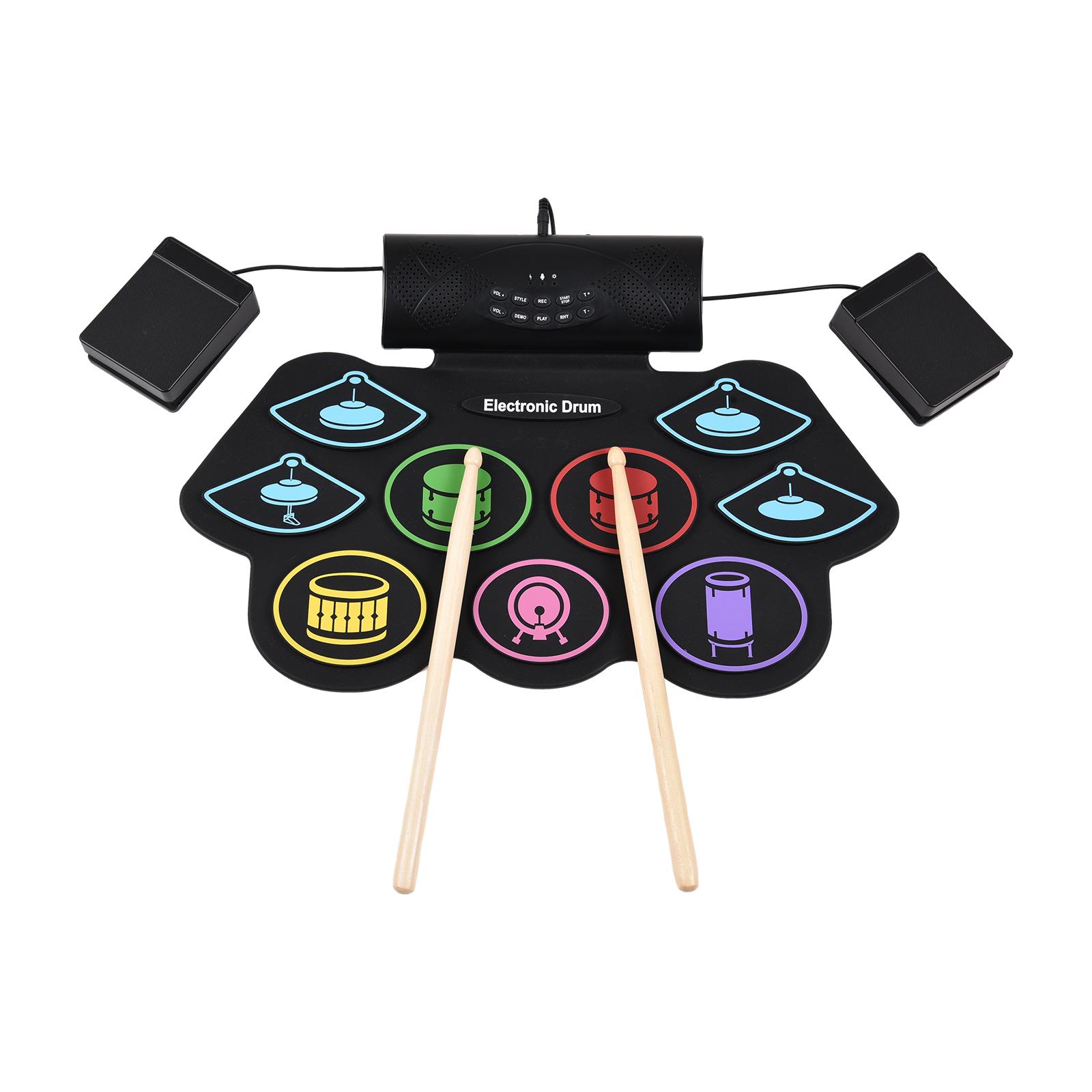 9 Pads BT External Sound Drumsticks Foot Pedal MIDI Interface Speaker Electronic Drum Set Hand Roll Drum Percussion Instrument чёрный
9 Pads BT External Sound Drumsticks Foot Pedal MIDI Interface Speaker Electronic Drum Set Hand Roll Drum Percussion Instrument чёрный