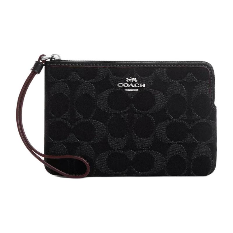 COACH Corner Zip 15 Metal Logo Zipper Closure Signature Denim and Smooth Leather Clutch Mini Women s Silver and Black чорний
COACH Corner Zip 15 Metal Logo Zipper Closure Signature Denim and Smooth Leather Clutch Mini Women s Silver and Black чорний