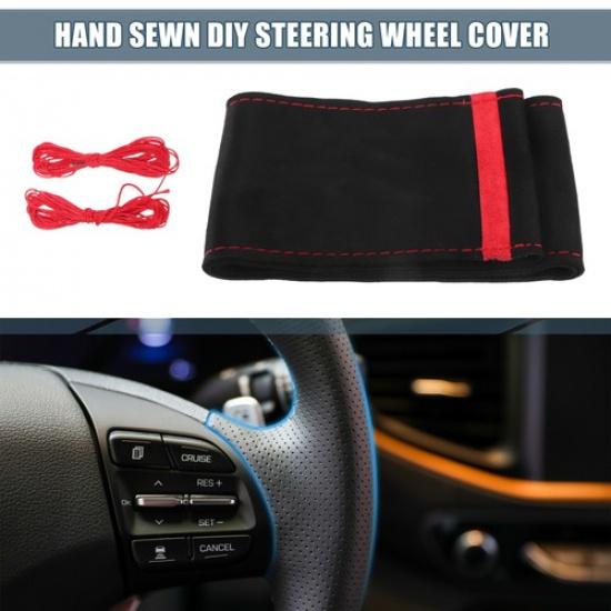 1 Set Auto Hand Sewn Steering Wheel Cover 32-35cm Suede Red Black Stitches Red
1 Set Auto Hand Sewn Steering Wheel Cover 32-35cm Suede Red Black Stitches Red