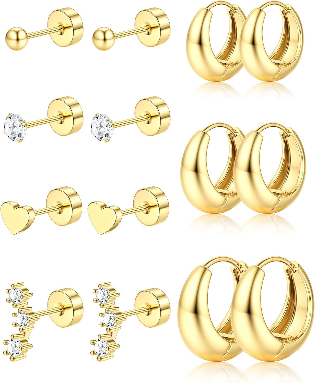 Bobisty 14K Gold Plated Hoop Stud Earrings for Women Surgical Steel Flat Back Earrings Chunky Cartilage Earring Stacks Piercing 20G(0.8mm)&Earrings&Ears
Bobisty 14K Gold Plated Hoop Stud Earrings for Women Surgical Steel Flat Back Earrings Chunky Cartilage Earring Stacks Piercing 20G(0.8mm)&Earrings&Ears