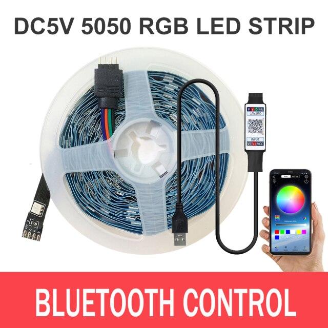 Bluetooth 3key Control RGB 5050 LED Lighting Strip USB 5V Flexible Lamp Tape Diode Festival Fita White Tira Luces TV PC Desk Bluetooth-8M
Bluetooth 3key Control RGB 5050 LED Lighting Strip USB 5V Flexible Lamp Tape Diode Festival Fita White Tira Luces TV PC Desk Bluetooth-8M