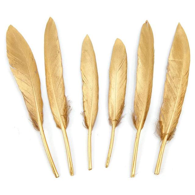 10 шт., золотые гусиные перья для рукоделия, перья для свадебной вечеринки, шлейф, сделай сам, изготовление ювелирных изделий из натуральных перьев, рождественское украшение для дома