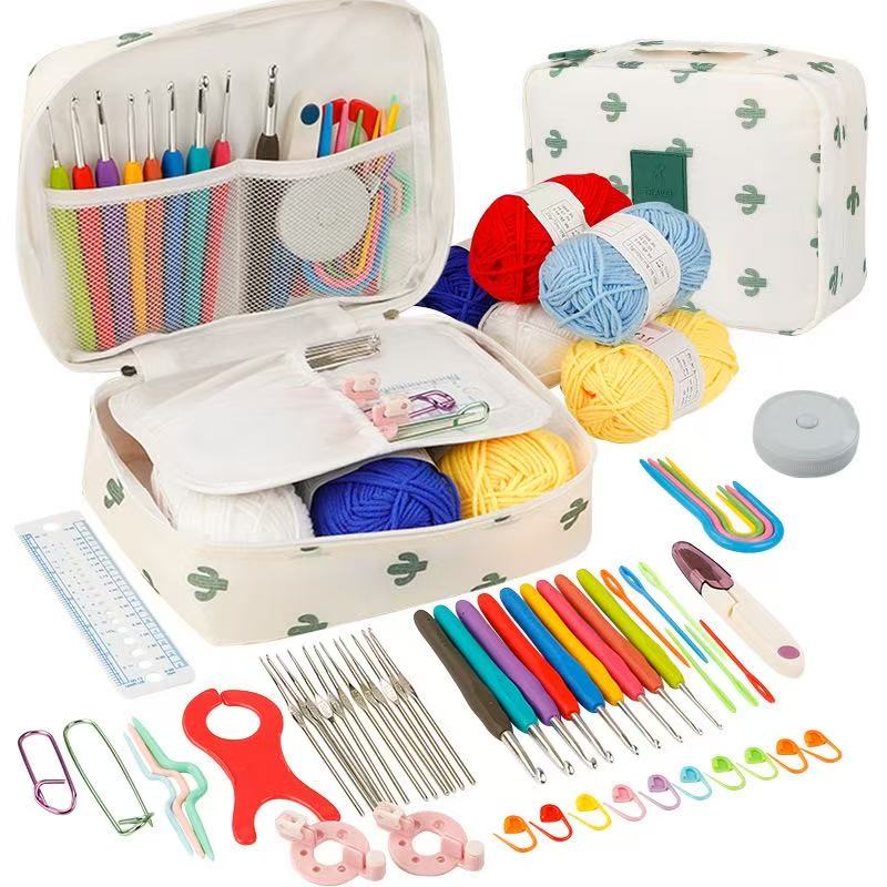 58Pcs/Set Portable Crochet Kit, DIY Beginner Crochet Knitting Hook Set With Storage Bag Material Pack and Storage Tools
58Pcs/Set Portable Crochet Kit, DIY Beginner Crochet Knitting Hook Set With Storage Bag Material Pack and Storage Tools