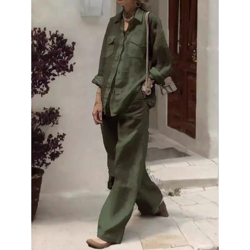 Solid Color Lapel Loose Two-Piece Set Woman Solid Color Polo Collar Loose Outfit WHITE M
Solid Color Lapel Loose Two-Piece Set Woman Solid Color Polo Collar Loose Outfit WHITE M