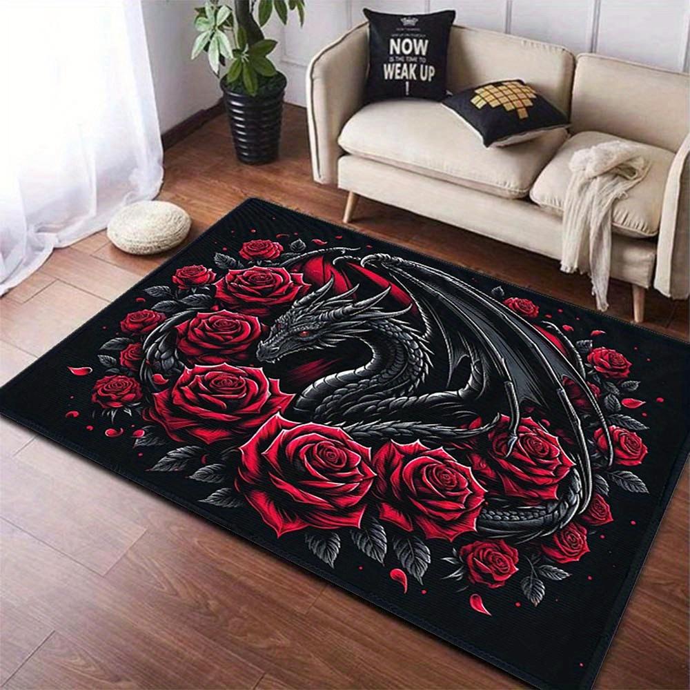 Dragon Rose Crystal Rug, 800gsm Velvet, Black Red Art Print, Elegant Office Decor, Large Floor Mat 50x80cm
Dragon Rose Crystal Rug, 800gsm Velvet, Black Red Art Print, Elegant Office Decor, Large Floor Mat 50x80cm