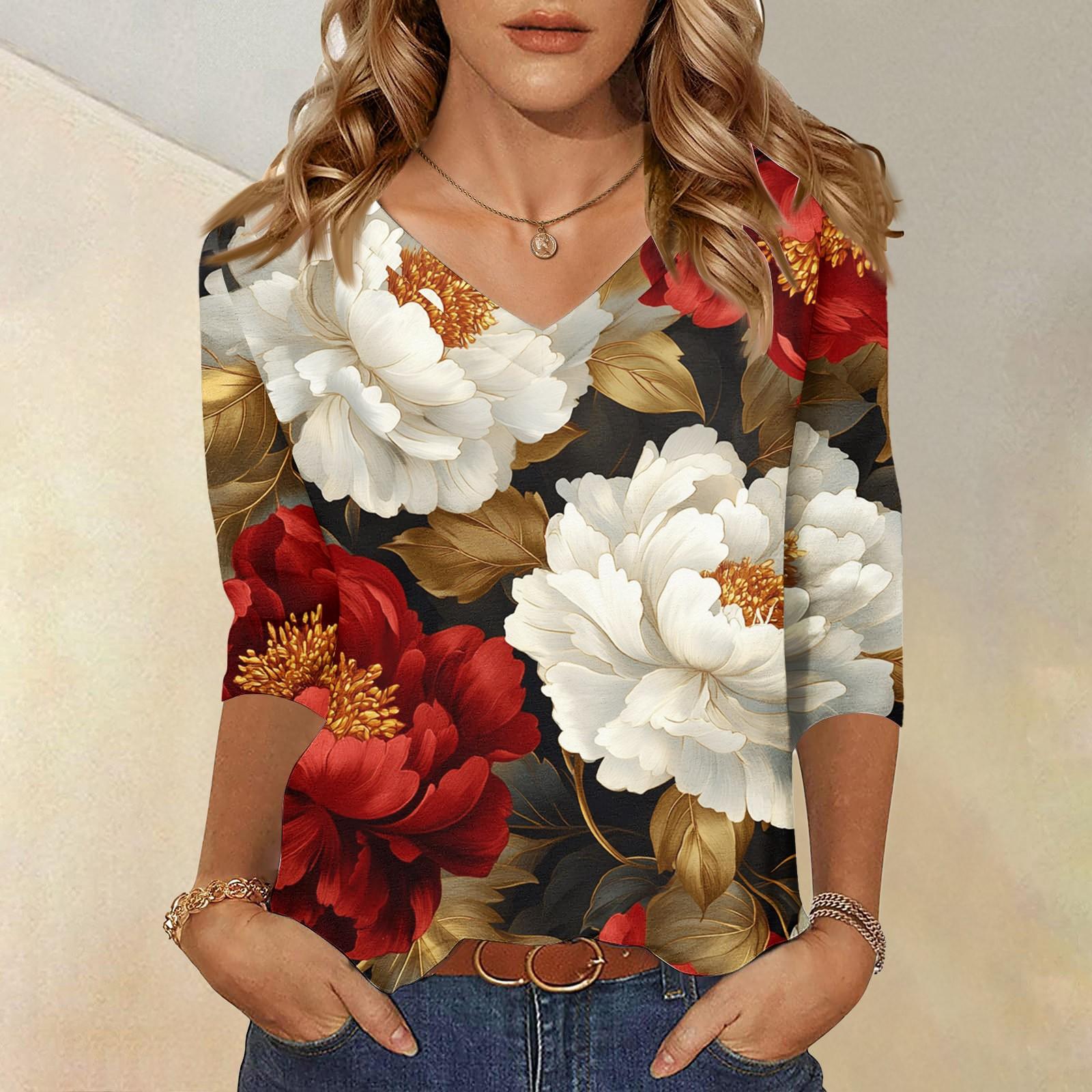 Женские топы, рубашка с рукавом три четверти, свободная повседневная рубашка с V-образным вырезом, футболка с цветочным принтом XL винный
Женские топы, рубашка с рукавом три четверти, свободная повседневная рубашка с V-образным вырезом, футболка с цветочным принтом XL винный