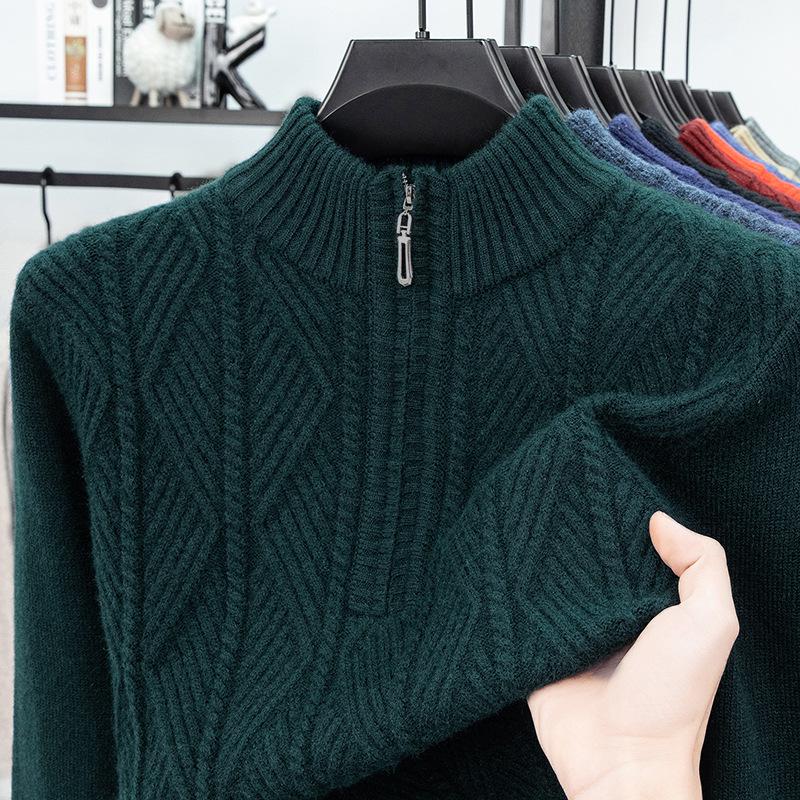 Men s Thickened Jacquard Half-Zip Stand Collar Sweater - Winter Warm Casual Pullover Knitwear for Middle-Aged Men XXL темно-зелений колір
Men s Thickened Jacquard Half-Zip Stand Collar Sweater - Winter Warm Casual Pullover Knitwear for Middle-Aged Men XXL темно-зелений колір
