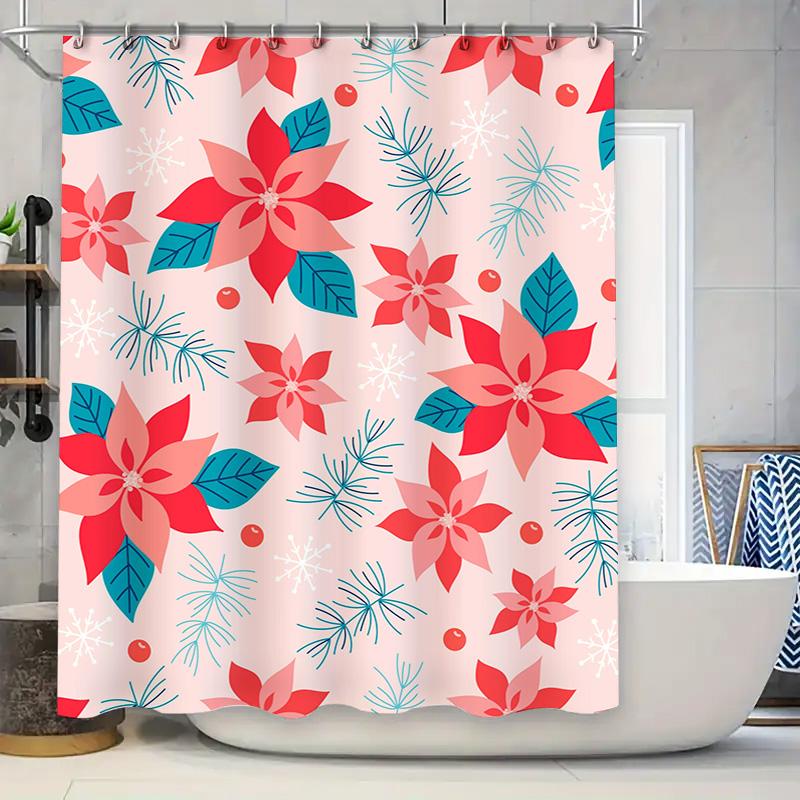Christmas Shower Curtain Set Festive Floral Print, Pink Blue White Decorative Waterproof Bath Mat Christmas Gift For Her (Set Of W60H190(CM)-1 Pcs
Christmas Shower Curtain Set Festive Floral Print, Pink Blue White Decorative Waterproof Bath Mat Christmas Gift For Her (Set Of W60H190(CM)-1 Pcs