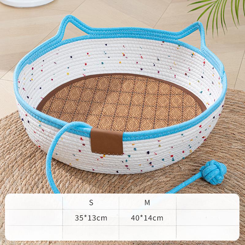 Кошачье гнездо на все сезоны, плетеное из лозы, кошачье гнездо, моющееся, летняя кошачья кровать с мультяшными ушками, ручка, аксессуары для домашних животных S
Кошачье гнездо на все сезоны, плетеное из лозы, кошачье гнездо, моющееся, летняя кошачья кровать с мультяшными ушками, ручка, аксессуары для домашних животных S