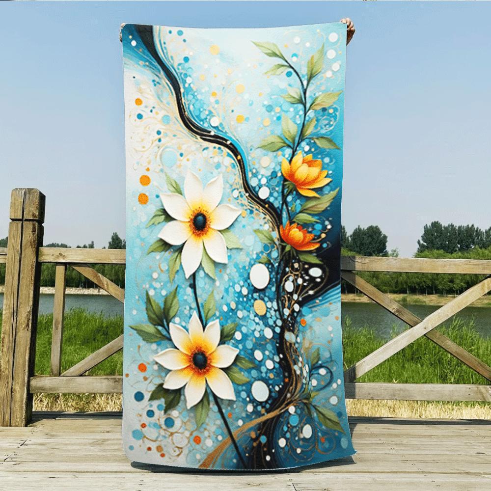 Vibrant Blue Abstract Flower Print Beach Towel, Soft Quick Dry Oversized Bath Towel, Boho Art Summer Accessory W30*H60(CM)
Vibrant Blue Abstract Flower Print Beach Towel, Soft Quick Dry Oversized Bath Towel, Boho Art Summer Accessory W30*H60(CM)