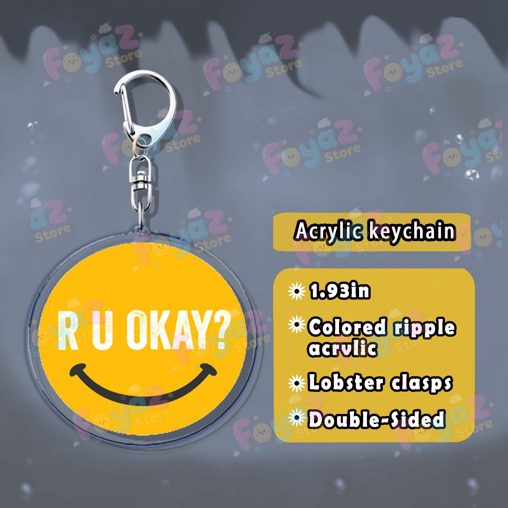 Creative Quote R U OK Keychain Accessories Bag Charms Funny Smile Cartoon Keyrings Jewelry Fans Freinds Gift
Creative Quote R U OK Keychain Accessories Bag Charms Funny Smile Cartoon Keyrings Jewelry Fans Freinds Gift