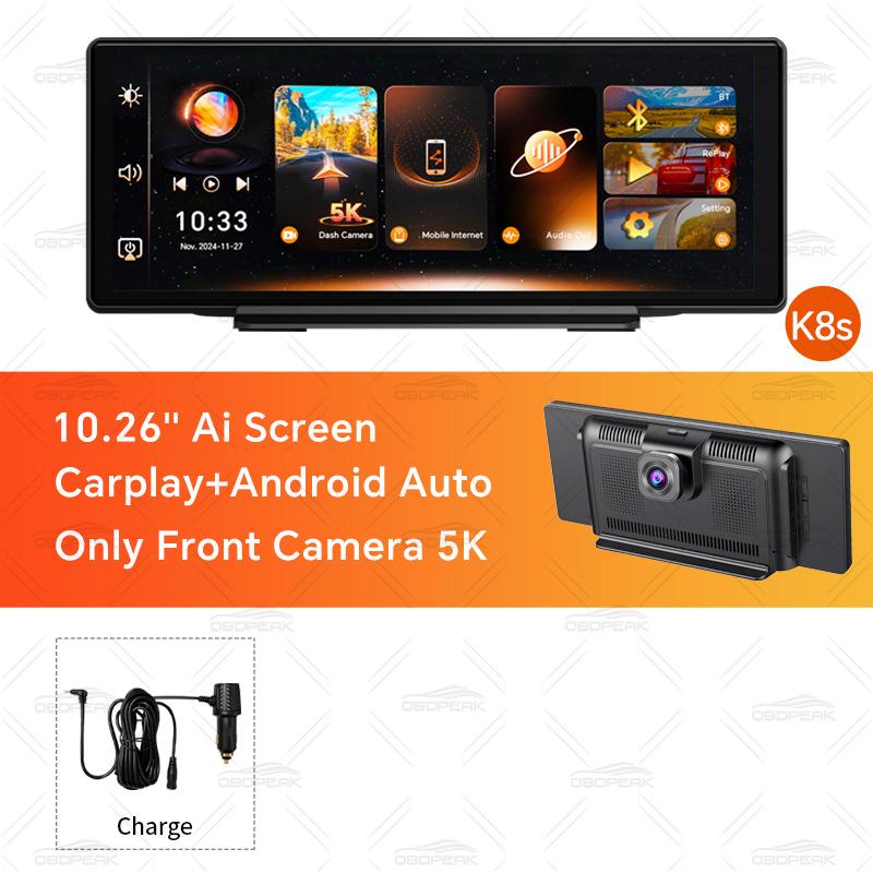 K8s 10.26 inch Car DVR 5K Dash Cam Dual Lens Wireless Carplay & Android Auto Video Recorder Monitor GPS Navigation 5G Wifi FM No TF Card
K8s 10.26 inch Car DVR 5K Dash Cam Dual Lens Wireless Carplay & Android Auto Video Recorder Monitor GPS Navigation 5G Wifi FM No TF Card
