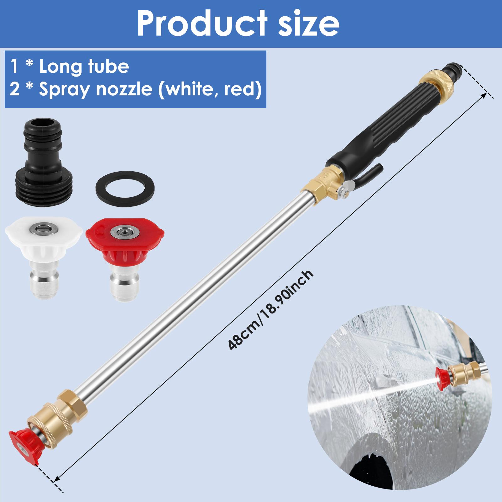 High Pressure Washer Wand with 2 Nozzles Heavy-Duty Metal Hose Nozzle for Garden Hose Hydro Jet Hose Pipe Wand Nozzle Sprayer
High Pressure Washer Wand with 2 Nozzles Heavy-Duty Metal Hose Nozzle for Garden Hose Hydro Jet Hose Pipe Wand Nozzle Sprayer