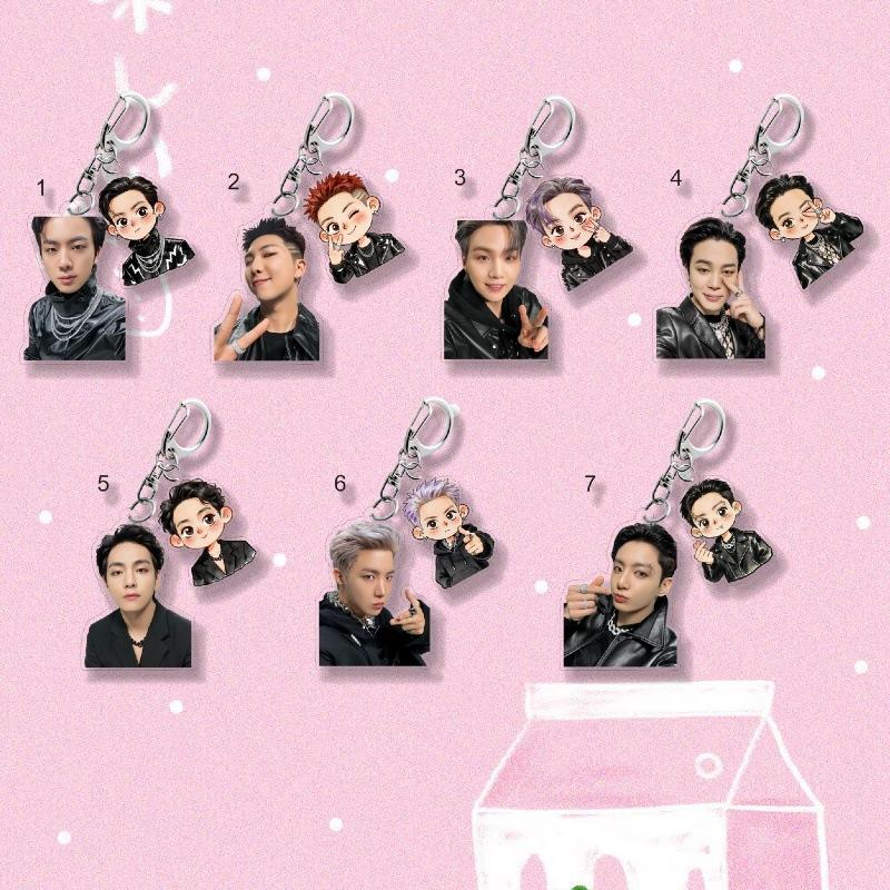 7pcs BTS Black Leather Jacket Double Charm Acrylic Keychain, Bangtan Boys Real Photo + Cartoon Figure Keyring, Kpop Idol Bag Pendant for ARMY Fans 7pcs
7pcs BTS Black Leather Jacket Double Charm Acrylic Keychain, Bangtan Boys Real Photo + Cartoon Figure Keyring, Kpop Idol Bag Pendant for ARMY Fans 7pcs