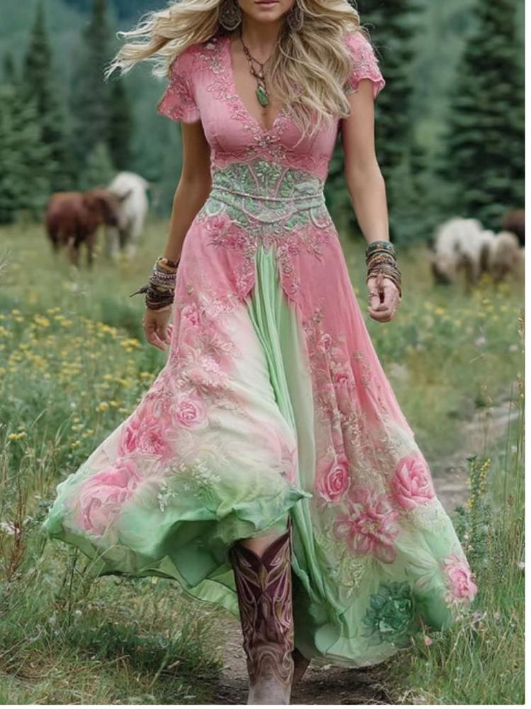 Макси-платье с длинным рукавом и цветочным принтом, с зеленым и фиолетовым узором, в повседневном бохо-стиле XXL розовый
Макси-платье с длинным рукавом и цветочным принтом, с зеленым и фиолетовым узором, в повседневном бохо-стиле XXL розовый