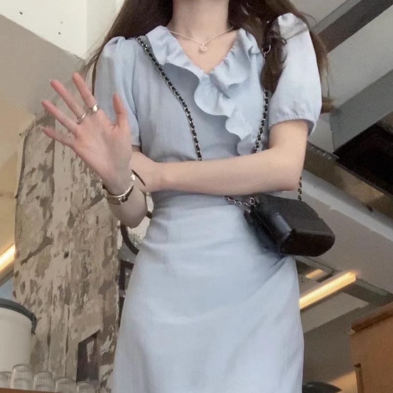 Модное нежное платье с короткими рукавами и длинной юбкой, женская одежда
Модное нежное платье с короткими рукавами и длинной юбкой, женская одежда