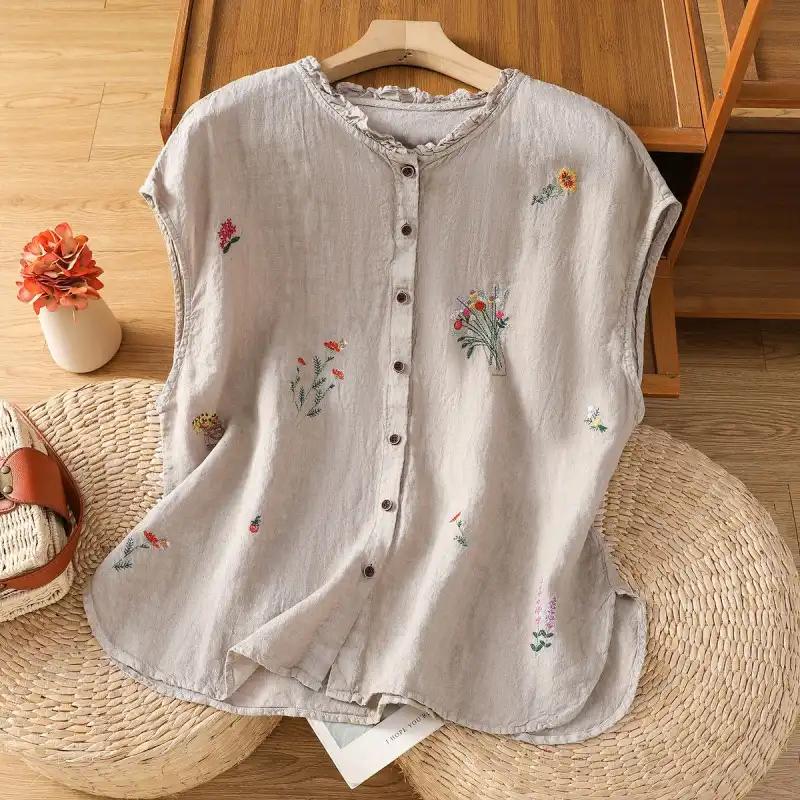 Women s Linen Sleeveless Shirt Fashionable Summer Blouse Casual and Versatile Cotton and Linen Vest All-match Top for Women L
Women s Linen Sleeveless Shirt Fashionable Summer Blouse Casual and Versatile Cotton and Linen Vest All-match Top for Women L