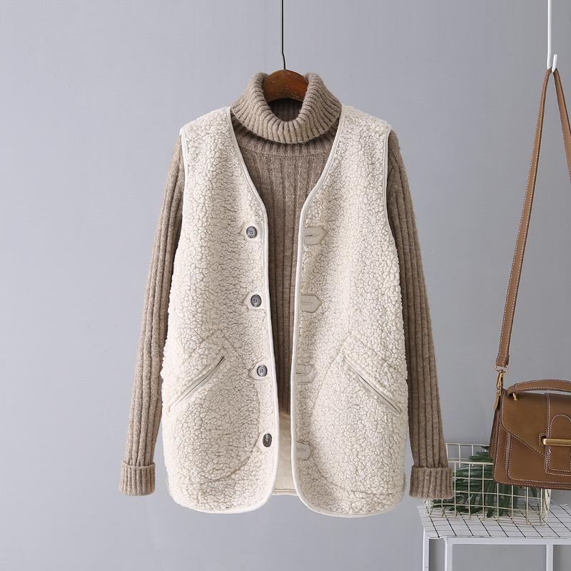 Жилет из овечьей шерсти, женская куртка на осень и зиму, с мехом, свободный и тонкий плюшевый жилет из замши без рукавов с обеих сторон S бежевый
Жилет из овечьей шерсти, женская куртка на осень и зиму, с мехом, свободный и тонкий плюшевый жилет из замши без рукавов с обеих сторон S бежевый