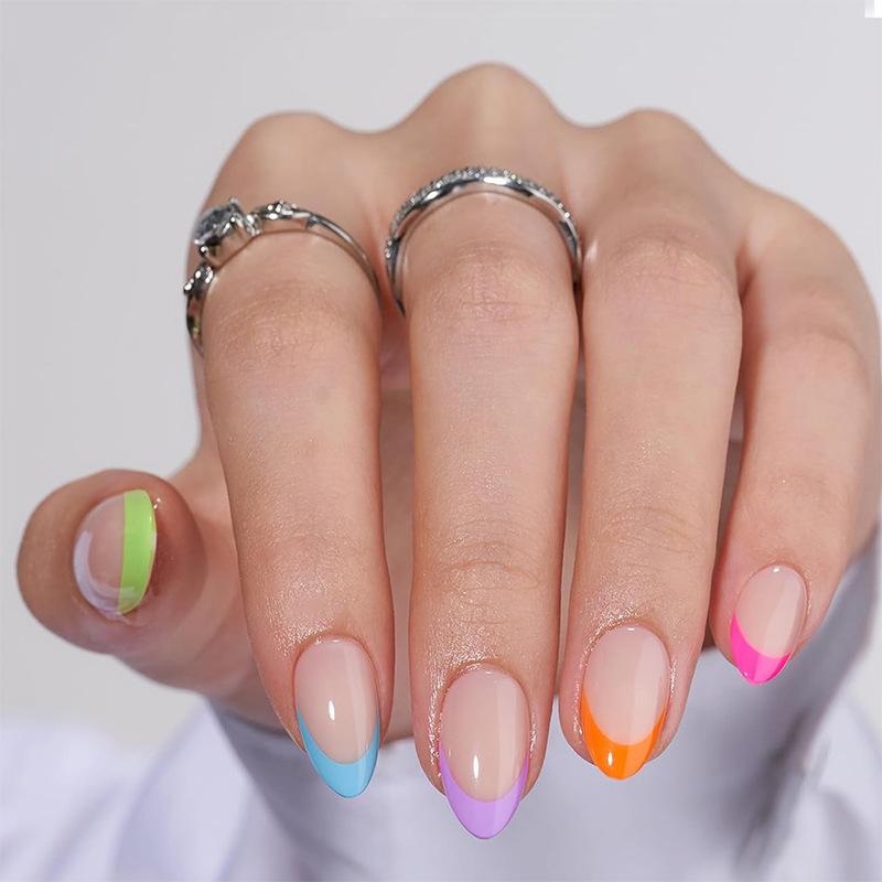 Fake Nails, Almond Nails, Finished Mixed Color French Style Nail Patches, Nail Patches, Wearing Nail Patches, Nail Enhancement Patches
Fake Nails, Almond Nails, Finished Mixed Color French Style Nail Patches, Nail Patches, Wearing Nail Patches, Nail Enhancement Patches