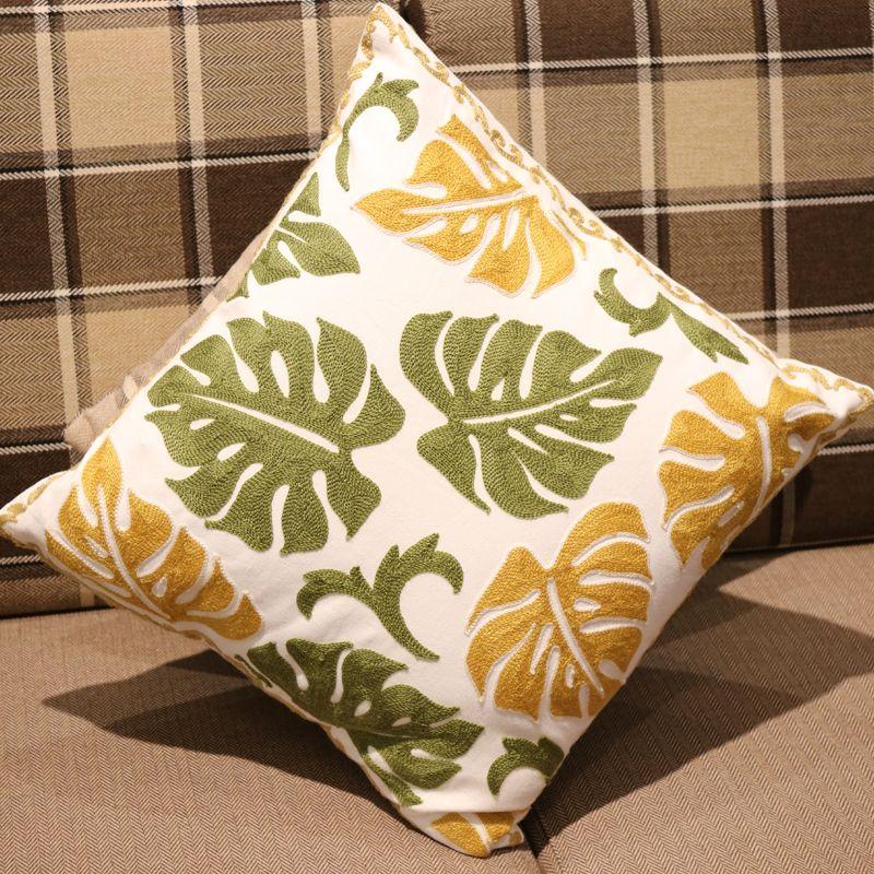 Тканевая подушка в стиле ИНС, диванная подушка ручной работы, прикроватная подушка из чистого хлопка, съемная и моющаяся наволочка, подушка для спины для офисного сна Leaf Sprite Green 45*45cm pillowcase