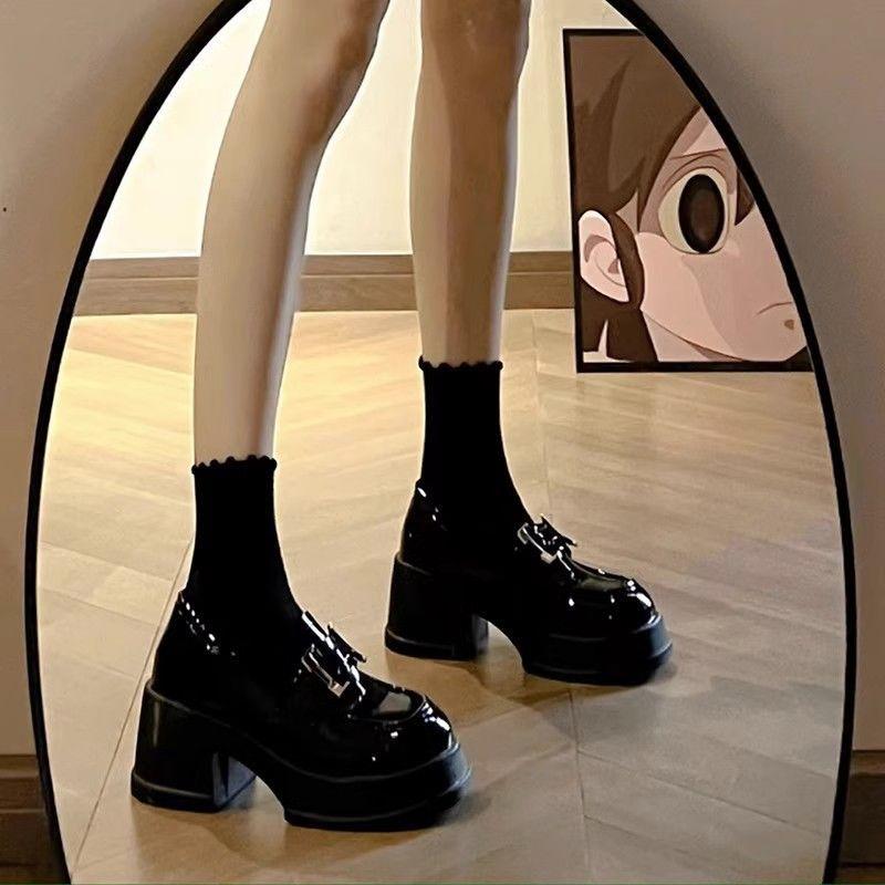 Black leather shoes women s versatile thick heel one pedal high heel. Cm Ma H buckle height-increasing single shoes 35
Black leather shoes women s versatile thick heel one pedal high heel. Cm Ma H buckle height-increasing single shoes 35